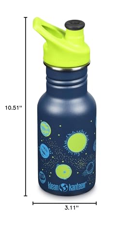Klean Kanteen Classic Kid's Water Bottle with Sport Cap - Durable Stainless Steel Water Bottle for Children 4+ - Dishwasher-Safe & BPA-Free, 12 oz
