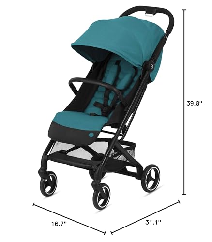CYBEX Beezy Stroller, Lightweight Baby Stroller, Compact Fold, Compatible with All CYBEX Infant Seats, Stands for Storage, Easy to Carry, Multiple Recline Positions, Travel Stroller, River Blue