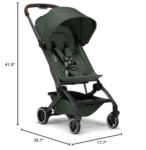 Joolz AER+ Lightweight & Compact Travel Stroller - Portable One-Hand Fold Design - Ergonomic Seat for Infant & Toddler (up to 50 lb) - XXL Sun Hood - Stroller for Airplane -Travel Pouch- Forest Green