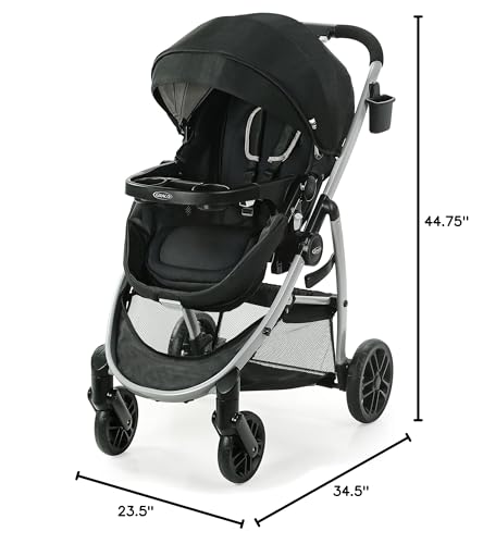 Graco Modes Pramette Stroller, Baby Stroller with True Pram Mode, Reversible Seat, One Hand Fold, Extra Storage, Child Tray, Pierce