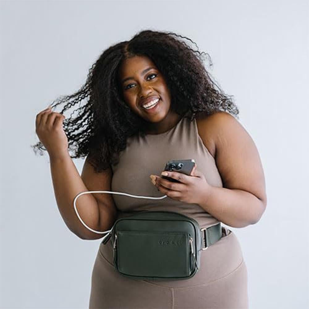AYLA & CO Women's Fanny Pack Adjustable Belt Bag with Crossbody Style, Magnetic Pocket, Key Leash, and Charging Pocket, Regular Strap 32-46 Inch, Peacock
