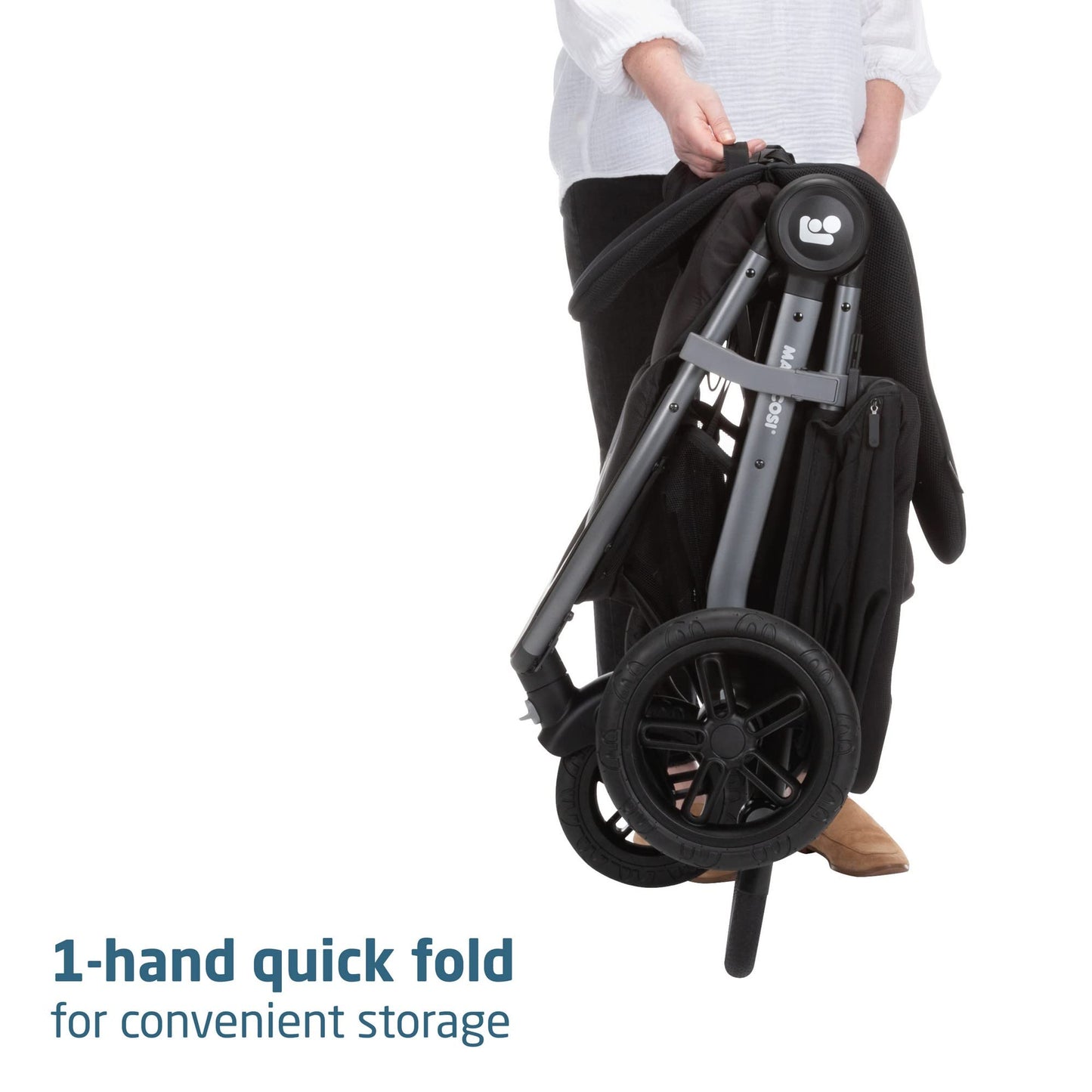 Maxi-Cosi Gia XP Luxe Travel System Stroller and Car Seat, Nimble 3-Wheel Maneuverability, All-Terrain Tires, Front-Wheel Suspension, Midnight Black