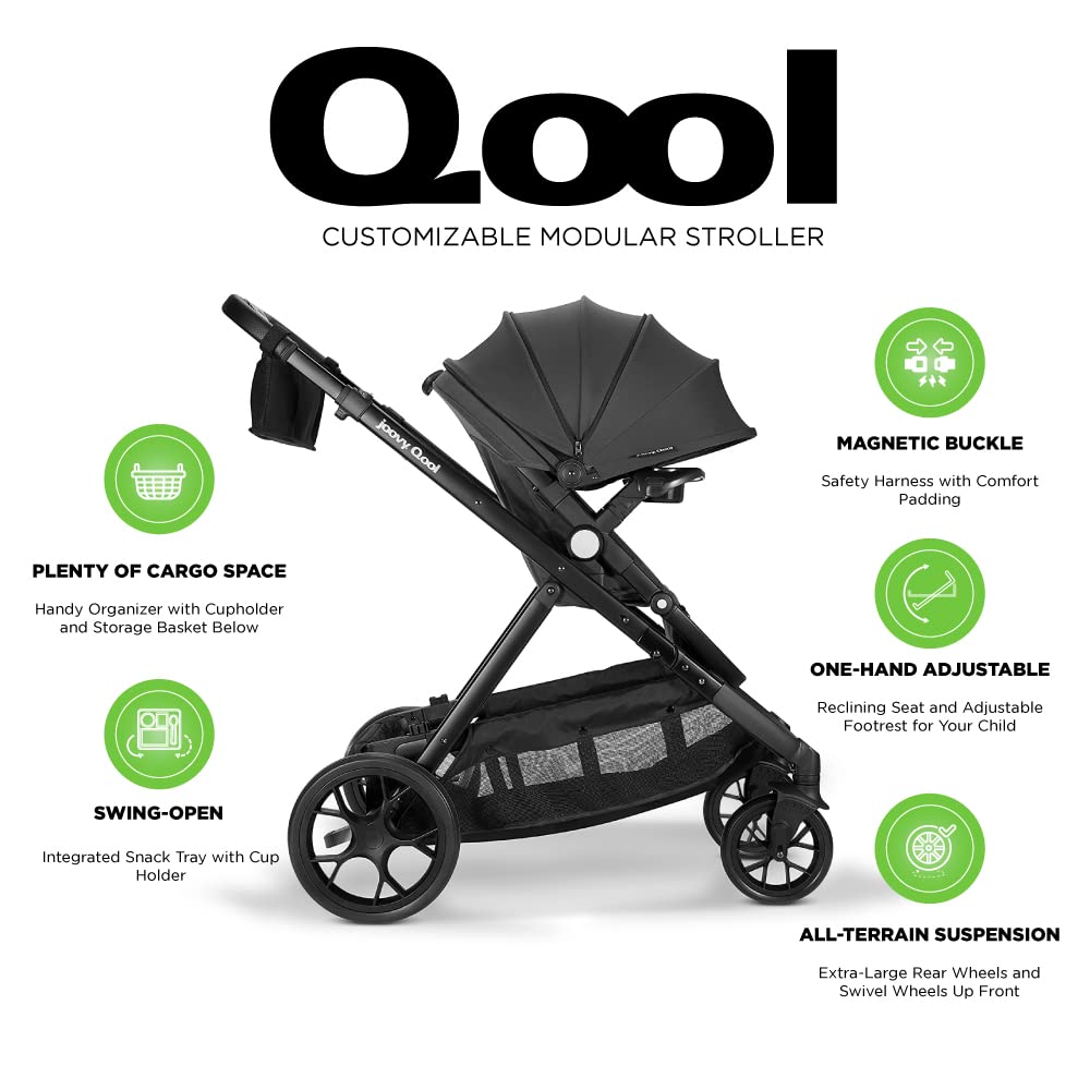 New Joovy Qool Customizable Modular Stroller - Single Double Triple Configurations, Jet
