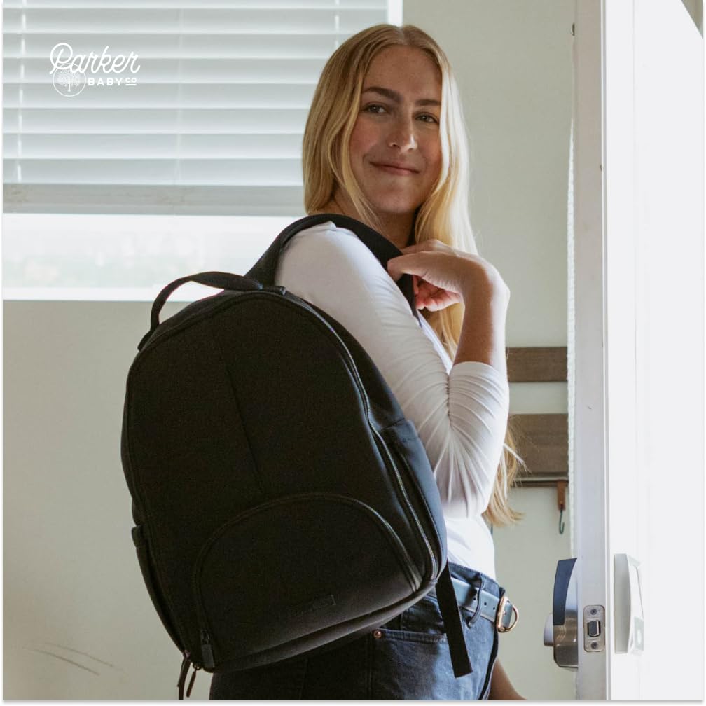 Parker Baby Drift Neoprene Backpack Lite | Small Neoprene Diaper Backpack with Insulated Pockets & Stroller Straps