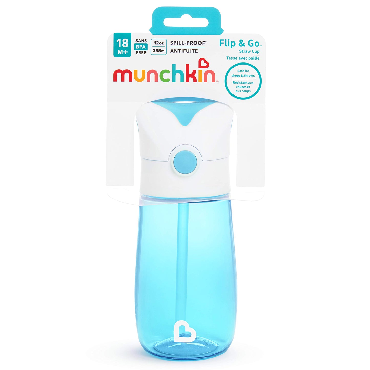 Munchkin® Flip & Go™ Toddler Sippy Cup with Straw, 12 Ounce, Ultra Durable Tritan Material