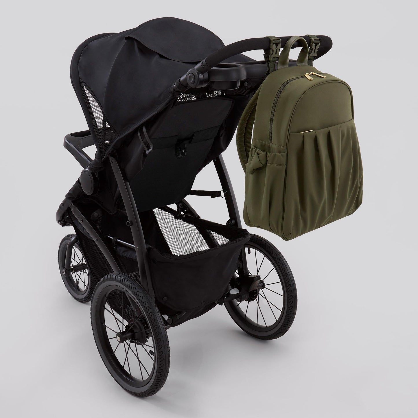 Motherhood Gathered Pocket Backpack Diaper Bag Diaper Backpack - Large Capacity Baby Bag for Travel, Waterproof with Insulated Pockets & Changing Pad & Stroller Straps, Olive
