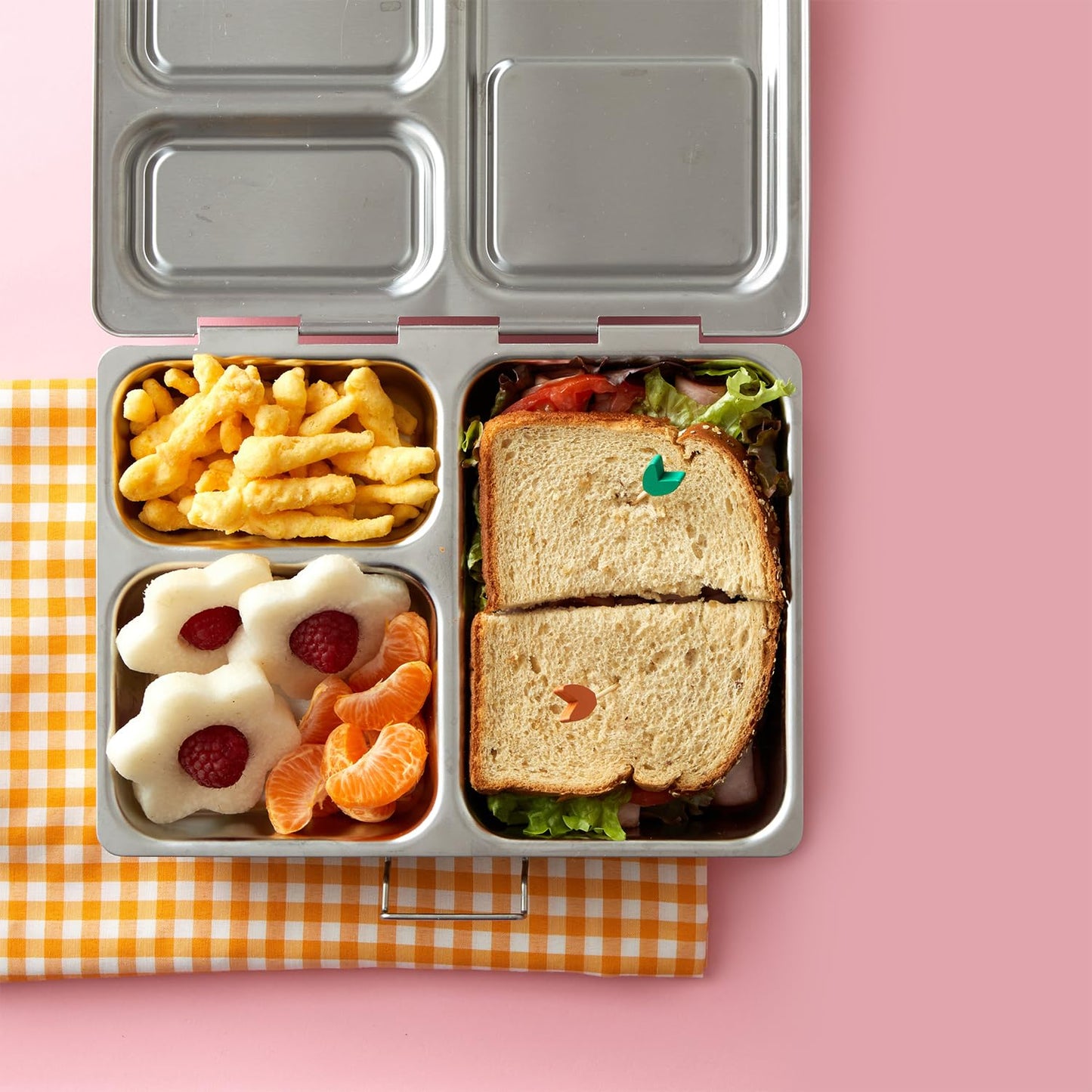 PlanetBox Launch Stainless Launch Bento Box Style Lunch Box for Kids with 3 Compartments – Durable, Dishwasher Safe & BPA-Free Food Container