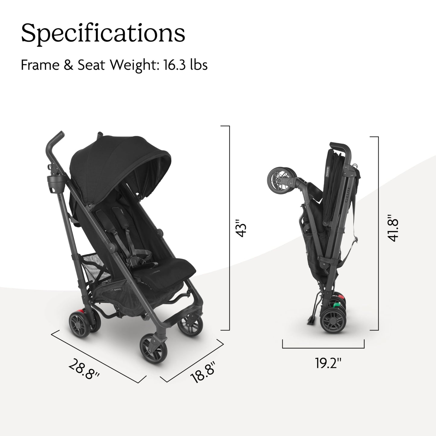 UPPAbaby G-Luxe Umbrella Stroller/Lightweight Design for Easy Travel/One-Step Fold + Recline/XL Basket + Canopy/Cup Holder Included/Jake (Charcoal/Carbon)