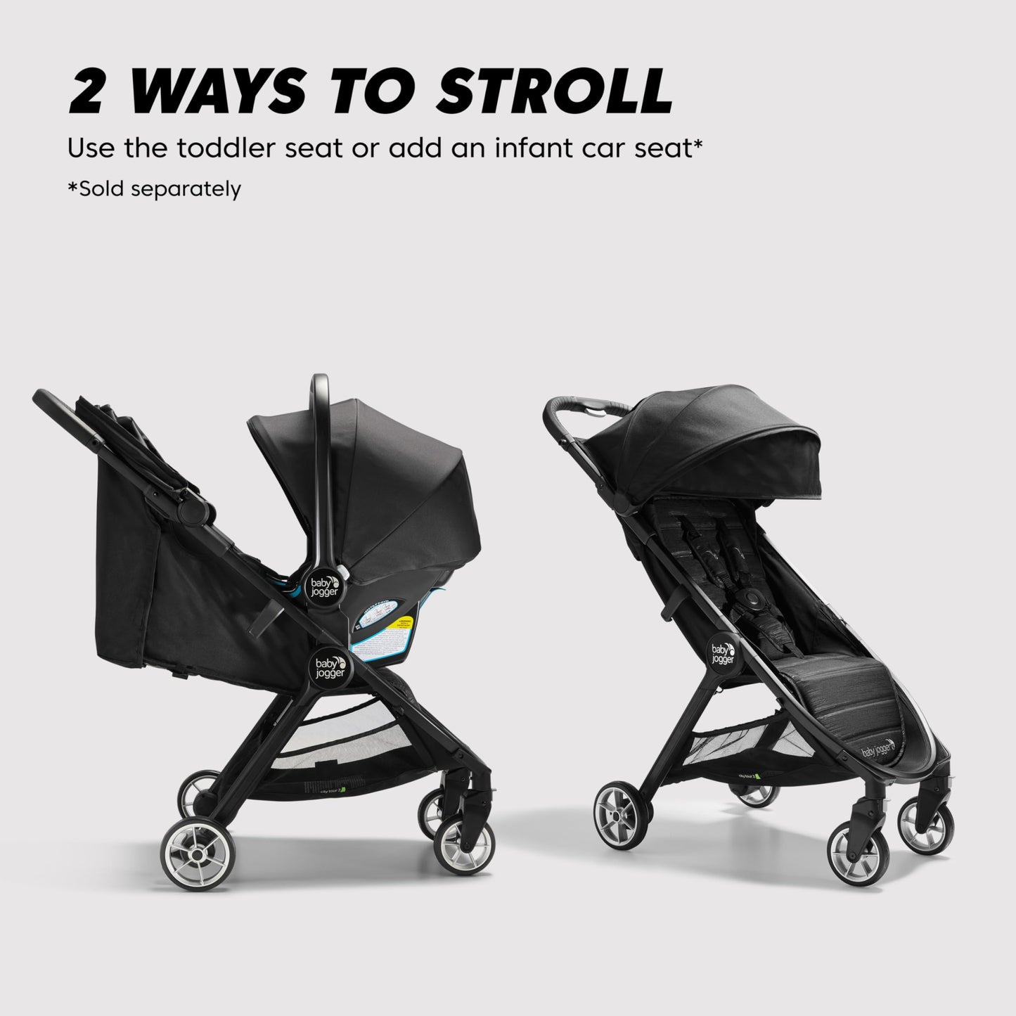 Baby Jogger City Tour 2 Ultra-Compact Carry-On Approved Travel Stroller in Pitch Black Lightweight Easy Fold Ideal for Traveling and Everyday Adventures