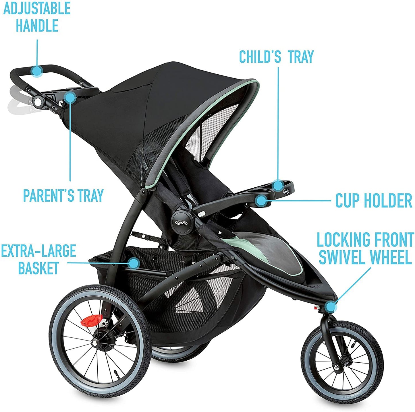 Graco FastAction Jogger LX Stroller - Drive, Convenient One-Hand Fold, ICS Compatible, Ideal for Parents on the Go