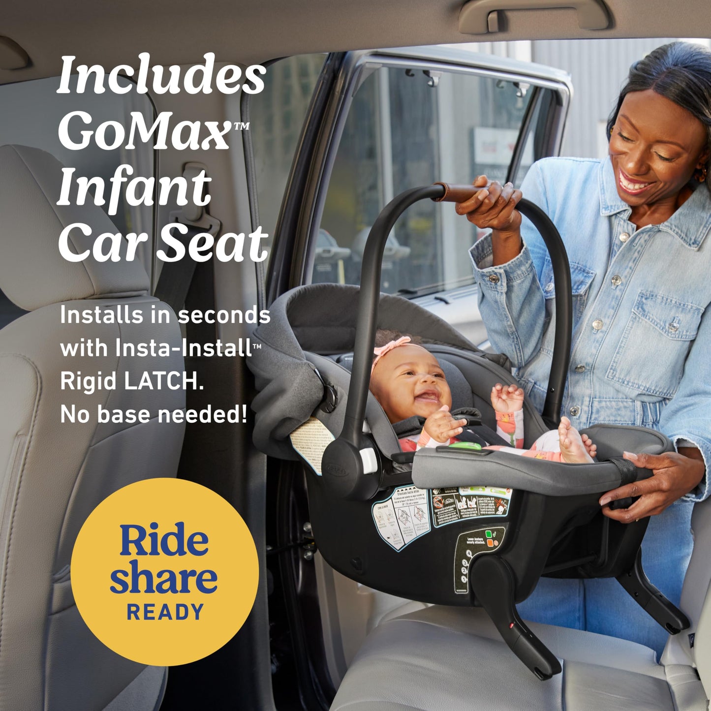 Graco Gomax Next Gen Travel System, Car Seat Stroller Combo, Rear Facing Infant Car Seat, Compact Stroller for Travel