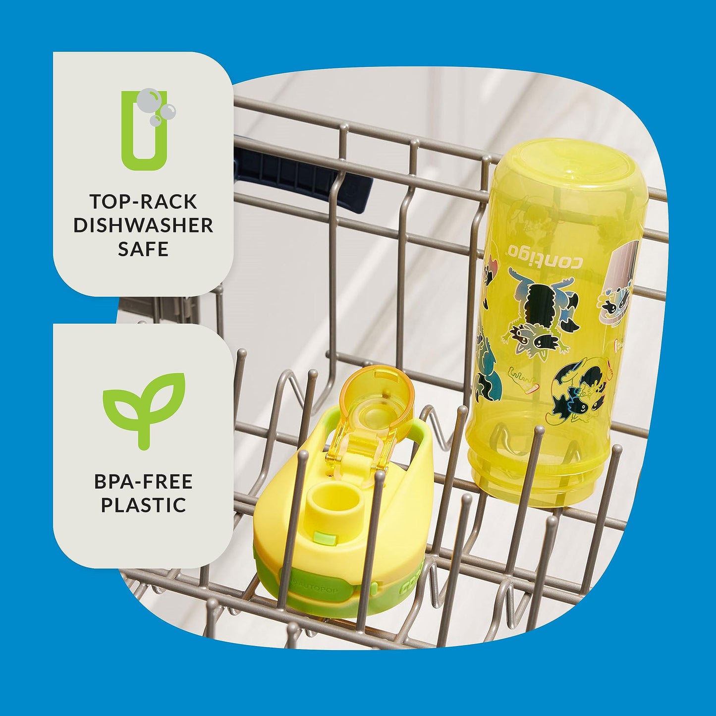 Contigo Kids’ Jessie Water Bottle with Pop-Open Leak-Proof Chug Lid, 14oz