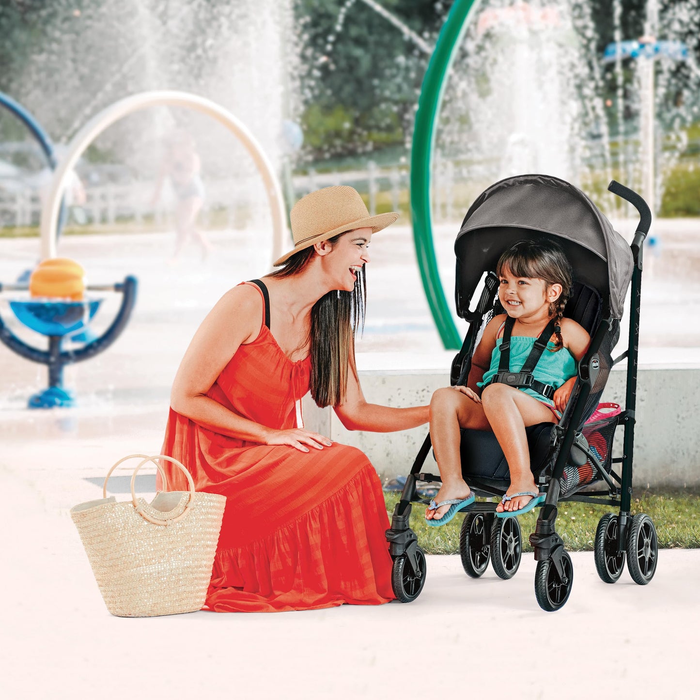 Chicco Liteway Stroller, Compact Fold Baby Stroller with Canopy, Lightweight Aluminum Frame Umbrella Stroller, for Use with Babies and Toddlers up to 40 lbs. | Dune/Brown