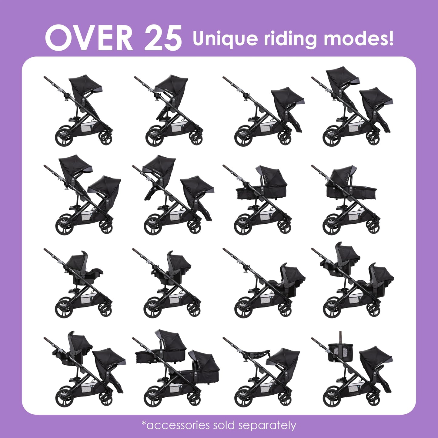 Baby Trend Morph Single to Double Modular Stroller, Dash Grey