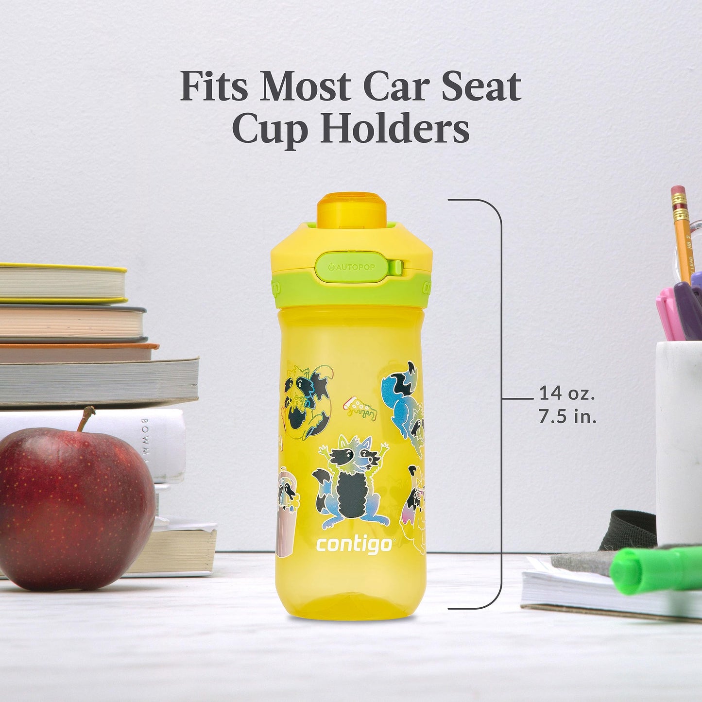 Contigo Kids’ Jessie Water Bottle with Pop-Open Leak-Proof Chug Lid, 14oz