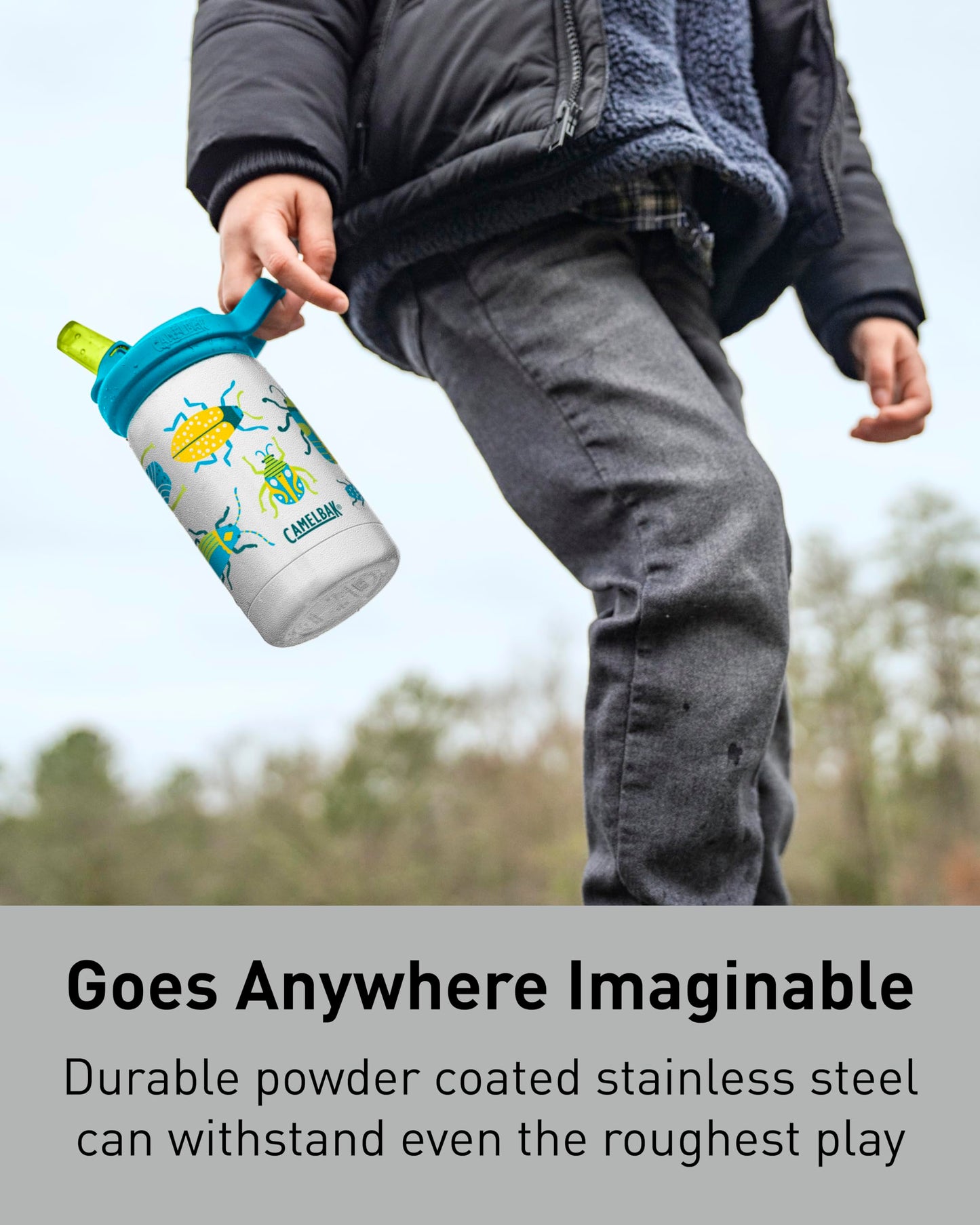 CamelBak Eddy+ Kids Bite Valve Straw Insulated Stainless Steel Water Bottle Flowerchild Sloth, 12oz