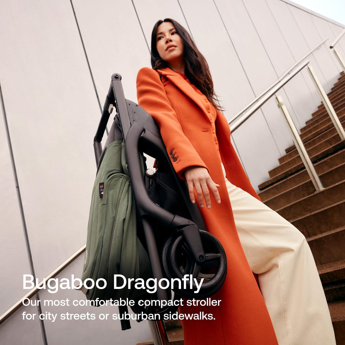 Bugaboo Dragonfly City Stroller, Lightweight Compact Baby Stroller with One Hand Easy Fold in Any Position, Full Suspension, XL Underseat Basket, Graphite Chassis and Grey Melange Sun Canopy