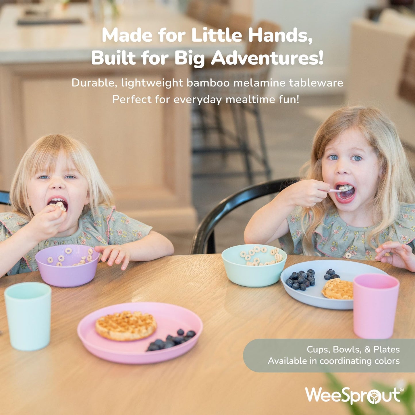 WeeSprout Bamboo Toddler Cups, 10 oz Set of Four, Babies, Big Kids & Toddlers, Made With All Natural Bamboo, Dishwasher Safe (Pastel Blue, Mint, Purple & Pink, 10 oz (Without Lids))