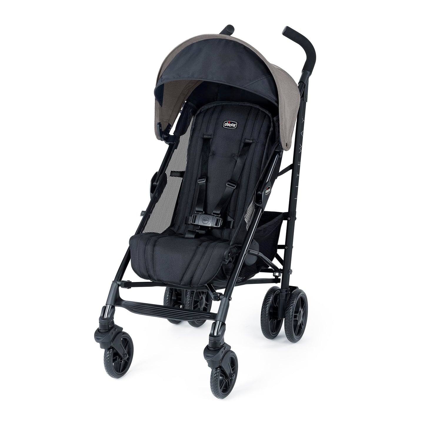 Chicco Liteway Stroller, Compact Fold Baby Stroller with Canopy, Lightweight Aluminum Frame Umbrella Stroller, for Use with Babies and Toddlers up to 40 lbs. | Dune/Brown