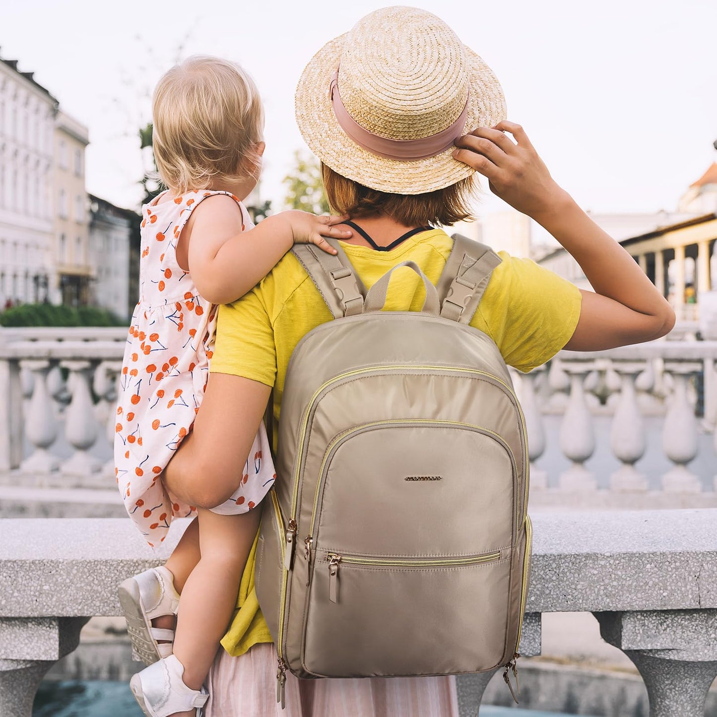 mommore Breast Pump Bag with Cooler Pocket for Milk Storage, Fits Spectra S1, S2 / Medela, Stylish Diaper Bag Backpack with Padded Laptop Sleeve for Work Travel