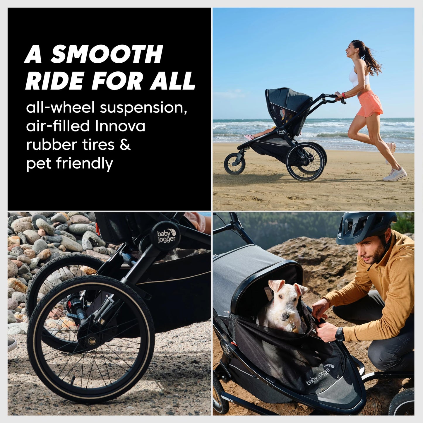 Baby Jogger Bike Trailer - Compatible with City Prix Jogging Stroller, All-Wheel Suspension & Front-Wheel Swivel for Smooth Rides, Seatback and Under-Seat Storage, and Mesh Covering