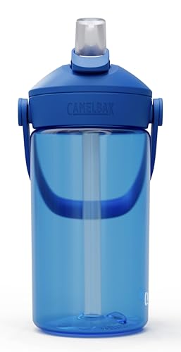 CamelBak Thrive Flip Straw Kids Bite Valve Tritan Renew Water Bottle True Blue, 14oz