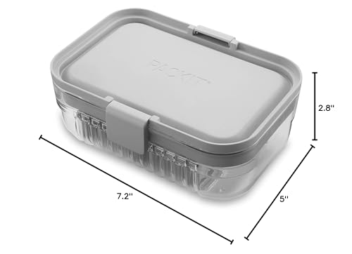 PackIt Mod Lunch Bento Food Storage Container, Steel Gray, Shatterproof Crystal Clear Base, with Leak-resistant Dividers and Lid, Microwavable, Dishwasher Safe, Perfect for Meal Prep