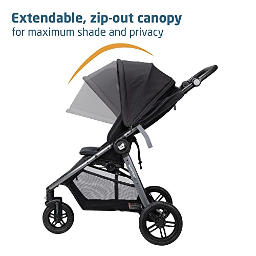 Maxi-Cosi Gia XP Luxe Travel System Stroller and Car Seat, Nimble 3-Wheel Maneuverability, All-Terrain Tires, Front-Wheel Suspension, Midnight Black