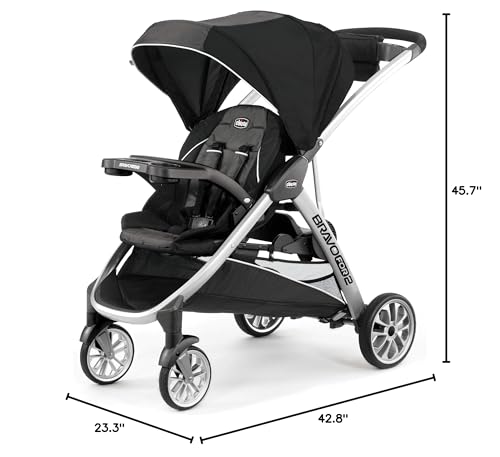 Chicco BravoFor2 Standing/Sitting Double Stroller - Iron | Black/Grey
