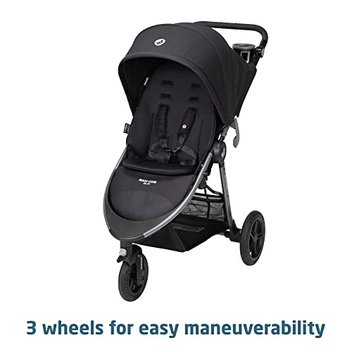 Maxi-Cosi Gia XP Luxe Travel System Stroller and Car Seat, Nimble 3-Wheel Maneuverability, All-Terrain Tires, Front-Wheel Suspension, Midnight Black