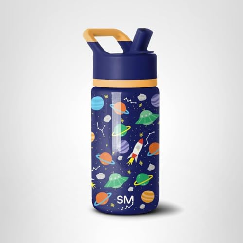 Simple Modern Kids Summit Water Bottle with Straw Lid | 14oz Stainless Steel Cup Insulated Tumbler Tumbler for Boys, Girls, School | Outer Space