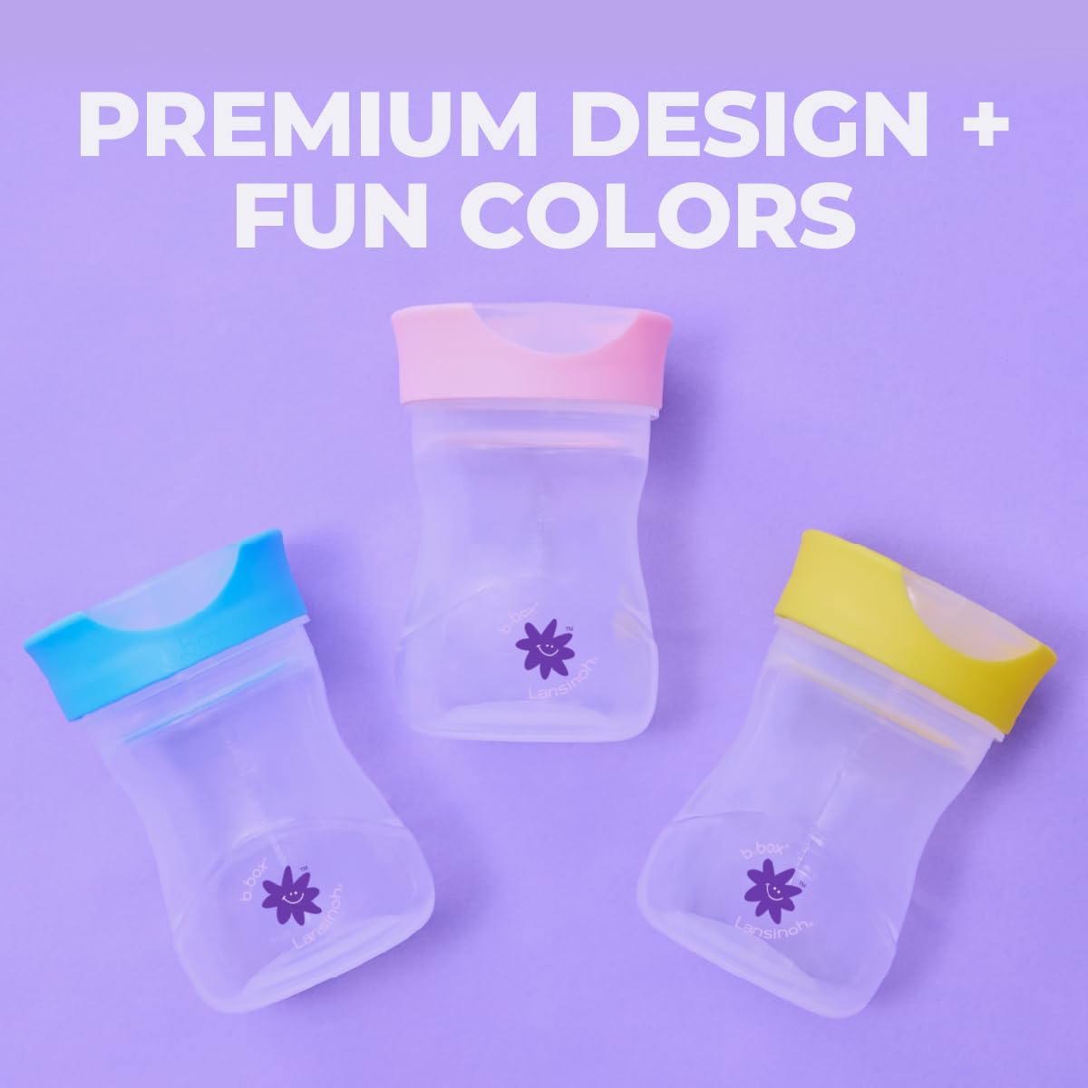 Lansinoh b.box Toddler Training Cup (Ages 12+ Months) | Free-Flow Transition Cup for Toddlers Learning to Drink | BPA-Free, Dishwasher Safe | 8 oz | Cherry Blossom