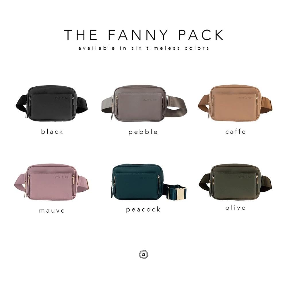 AYLA & CO Women's Fanny Pack Adjustable Belt Bag with Crossbody Style, Magnetic Pocket, Key Leash, and Charging Pocket, Regular Strap 32-46 Inch, Peacock
