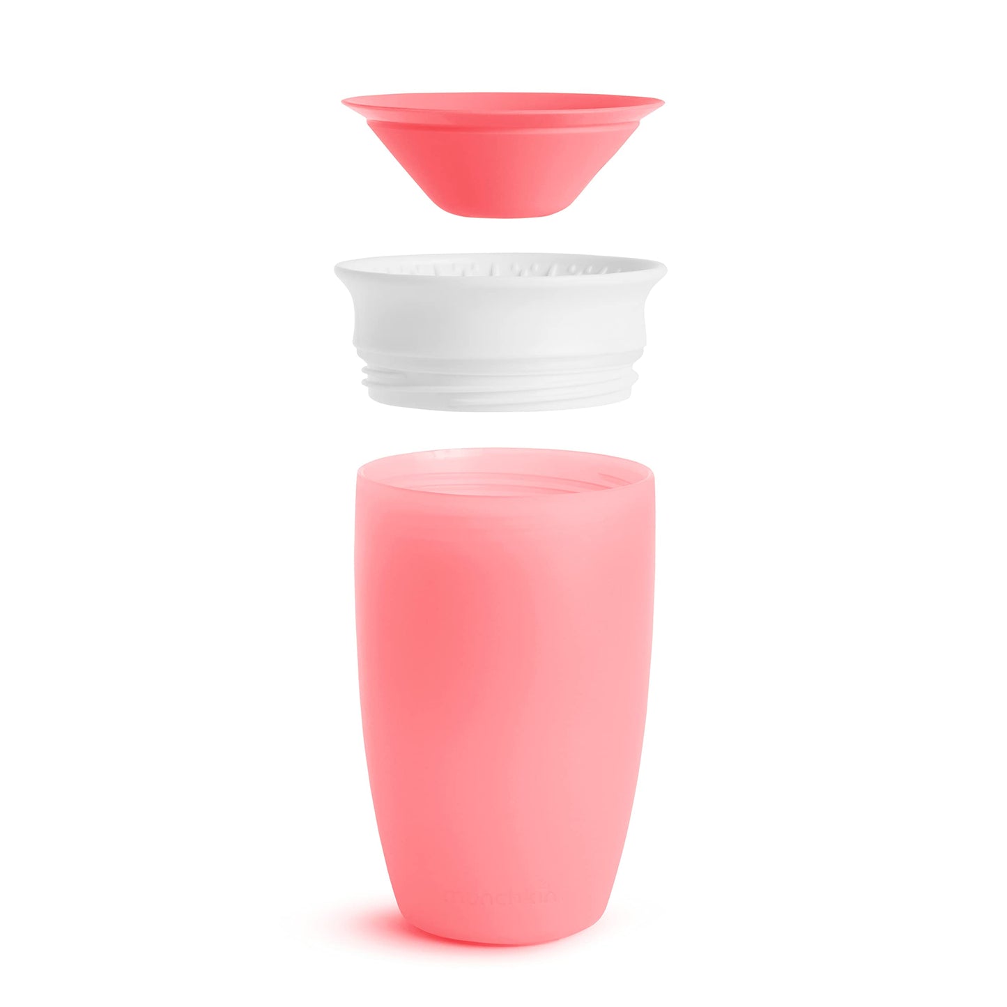Munchkin Sippy Cups for Toddlers 1-3, Spill Proof Miracle 360 Cup, 10 Ounce, 2 Pack, Pink/Purple
