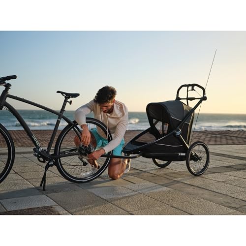 Baby Jogger Bike Trailer - Compatible with City Prix Jogging Stroller, All-Wheel Suspension & Front-Wheel Swivel for Smooth Rides, Seatback and Under-Seat Storage, and Mesh Covering
