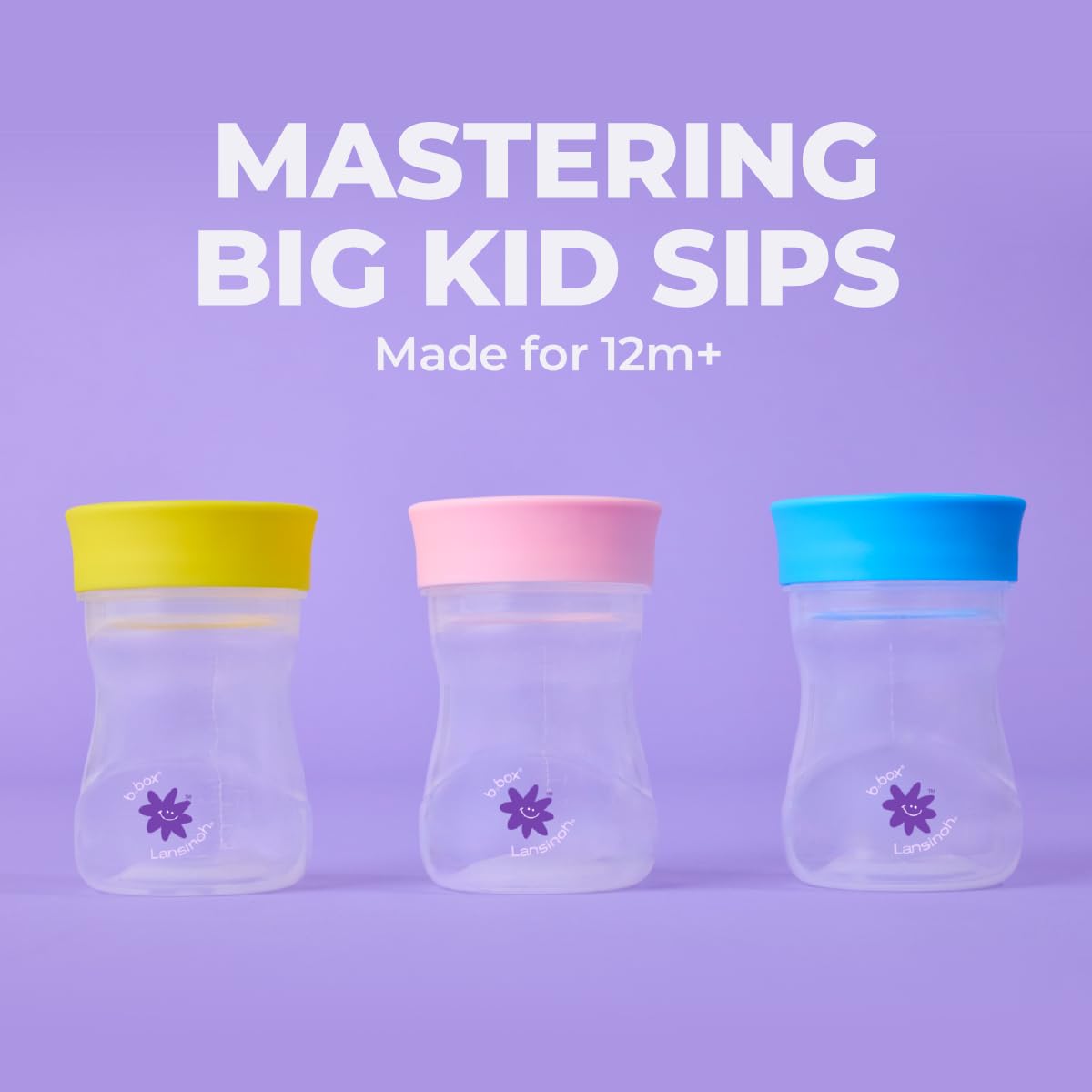 Lansinoh b.box Toddler Training Cup (Ages 12+ Months) | Free-Flow Transition Cup for Toddlers Learning to Drink | BPA-Free, Dishwasher Safe | 8 oz | Cherry Blossom