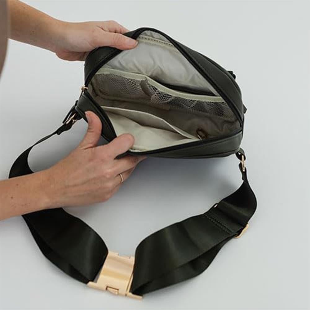AYLA & CO Women's Fanny Pack Adjustable Belt Bag with Crossbody Style, Magnetic Pocket, Key Leash, and Charging Pocket, Regular Strap 32-46 Inch, Peacock