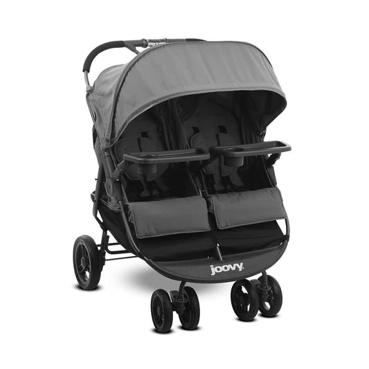 Joovy Scooter X2 Side-by-Side Double Stroller Featuring Dual Snack Trays, One-Handed Fold, Multi-Position Reclining Seats, Adjustable Leg Rests, and in-Seat Storage (Charcoal)
