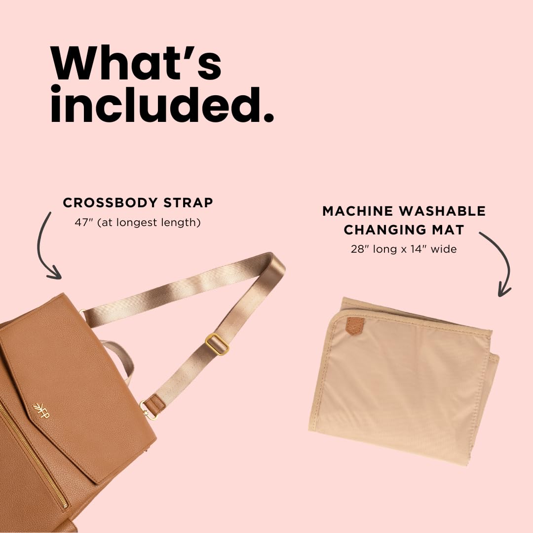 Freshly Picked Classic Diaper Bag II Backpack – Premium Vegan Leather, Large Capacity Baby Bag with Changing Pad, Stylish & Functional for Moms & Dads, Butterscotch
