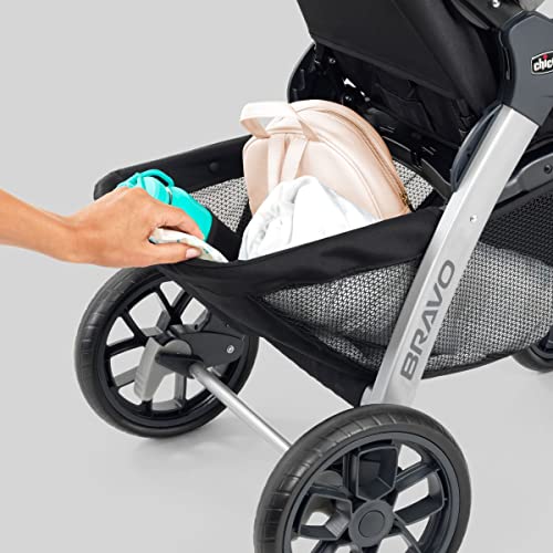 Chicco Bravo LE ClearTex Full-Size Stroller for Babies and Toddlers, UPF-Rated Canopy, GREENGUARD Gold Certified, Lightweight, One-Hand Compact Fold | Pewter/Grey