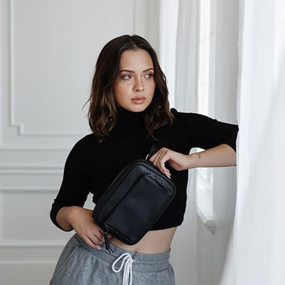 AYLA & CO Women's Fanny Pack Adjustable Belt Bag with Crossbody Style, Magnetic Pocket, Key Leash, and Charging Pocket, Regular Strap 32-46 Inch, Peacock