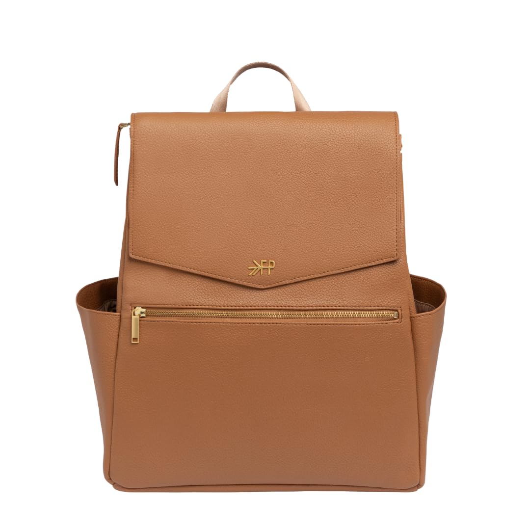 Freshly Picked Classic Diaper Bag II Backpack – Premium Vegan Leather, Large Capacity Baby Bag with Changing Pad, Stylish & Functional for Moms & Dads, Butterscotch