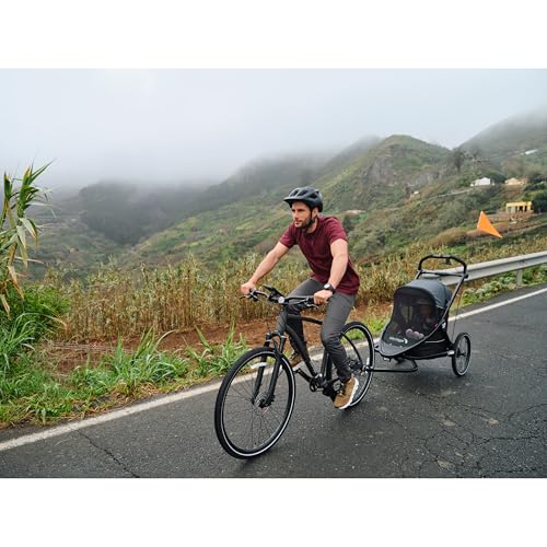 Baby Jogger Bike Trailer - Compatible with City Prix Jogging Stroller, All-Wheel Suspension & Front-Wheel Swivel for Smooth Rides, Seatback and Under-Seat Storage, and Mesh Covering