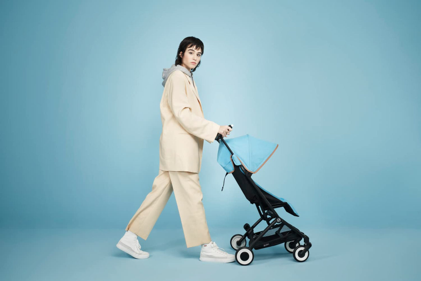 Cybex Libelle Lightweight pockit Travel Baby Stroller - Carry-On Compliant Compact Fold, One-Hand Adjustable Recline - Compatible with CYBEX Car Seats, Beach Blue