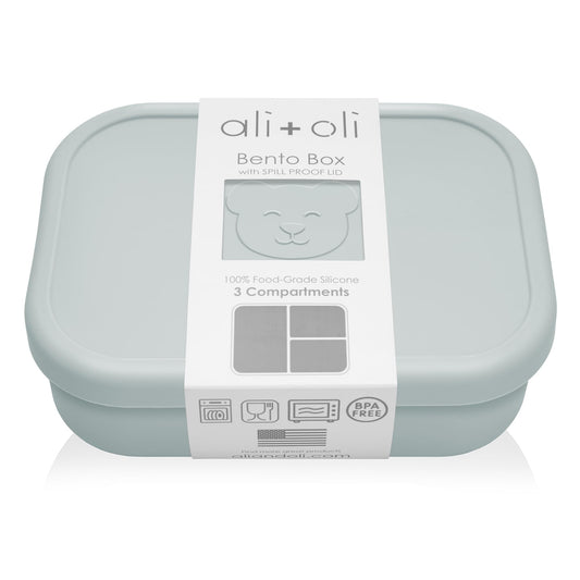 Ali+Oli Silicone Bento Box (Blue) Lunch Box for Kids, Toddlers, Preschoolers & Adults | BPA-Free and Spill-Proof | Ideal for School, and On-the-Go Meals| Perfect for Lunch, Snacks, and Meals
