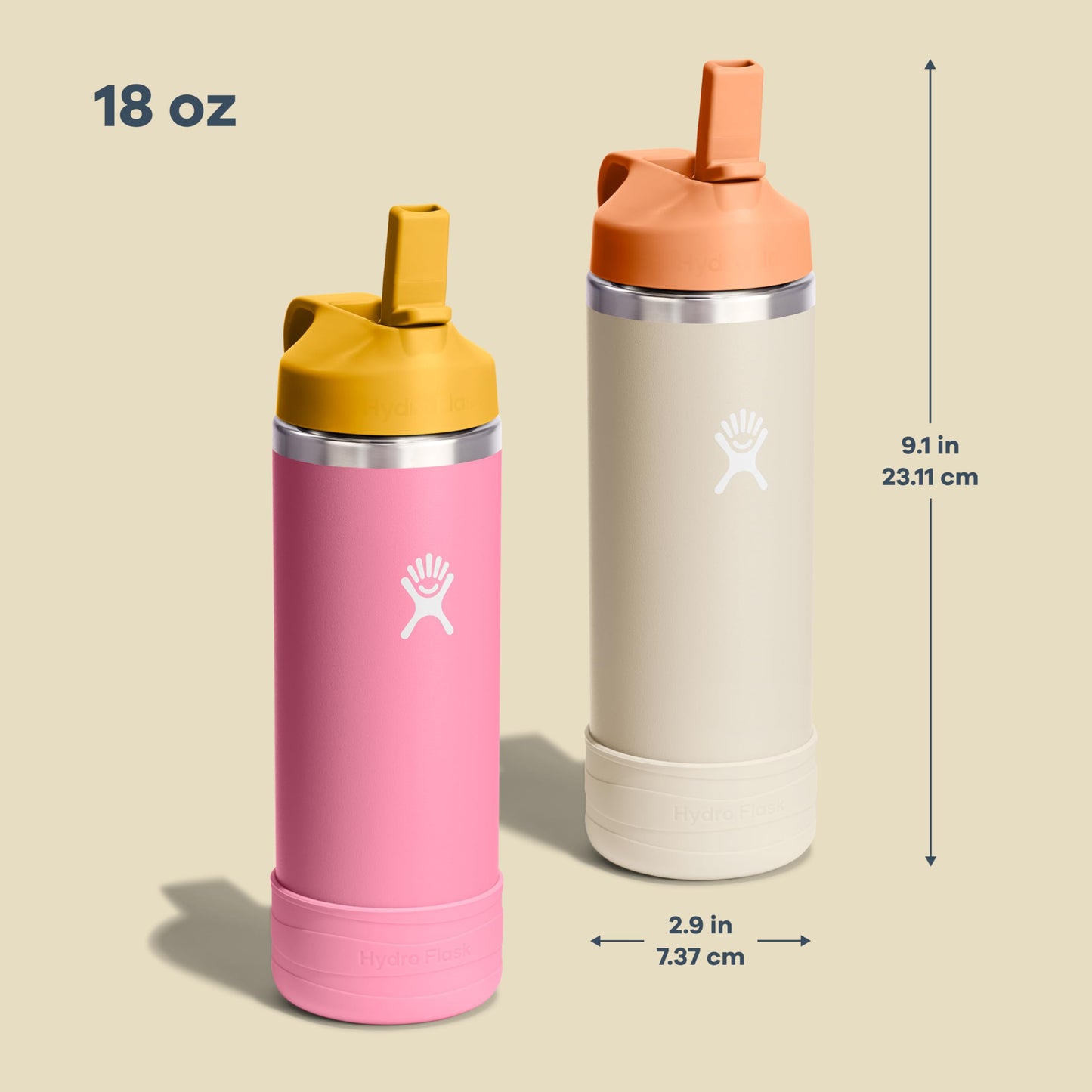 Hydro Flask Kids Water Bottle for School - Stainless Steel and Insulated with Straw Cap - 18 Oz in Dahlia