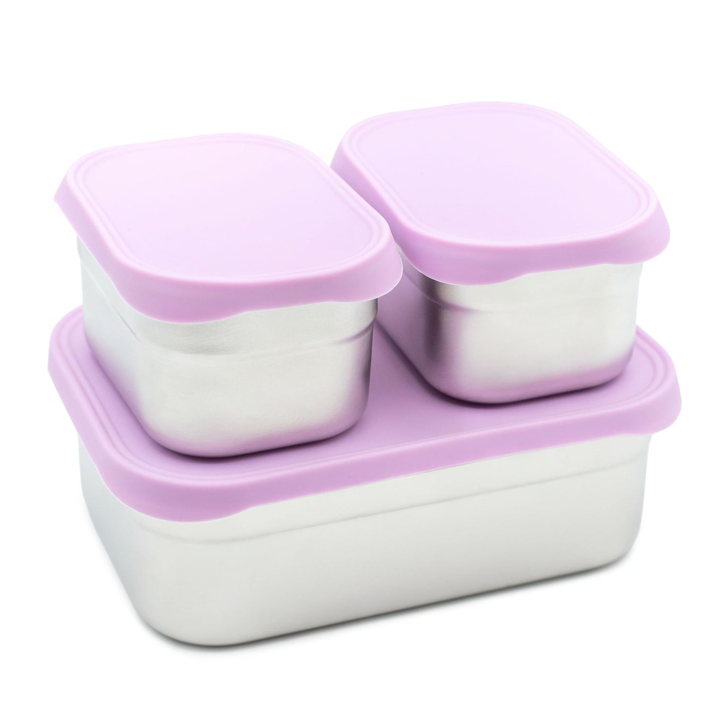 WeeSprout Stainless Steel Lunch Box Set - 750mL & 230mL Food Storage Nested Bento Boxes with Food Grade Silicone Lid - Leak Proof - Freezer Safe (Pastel Purple)