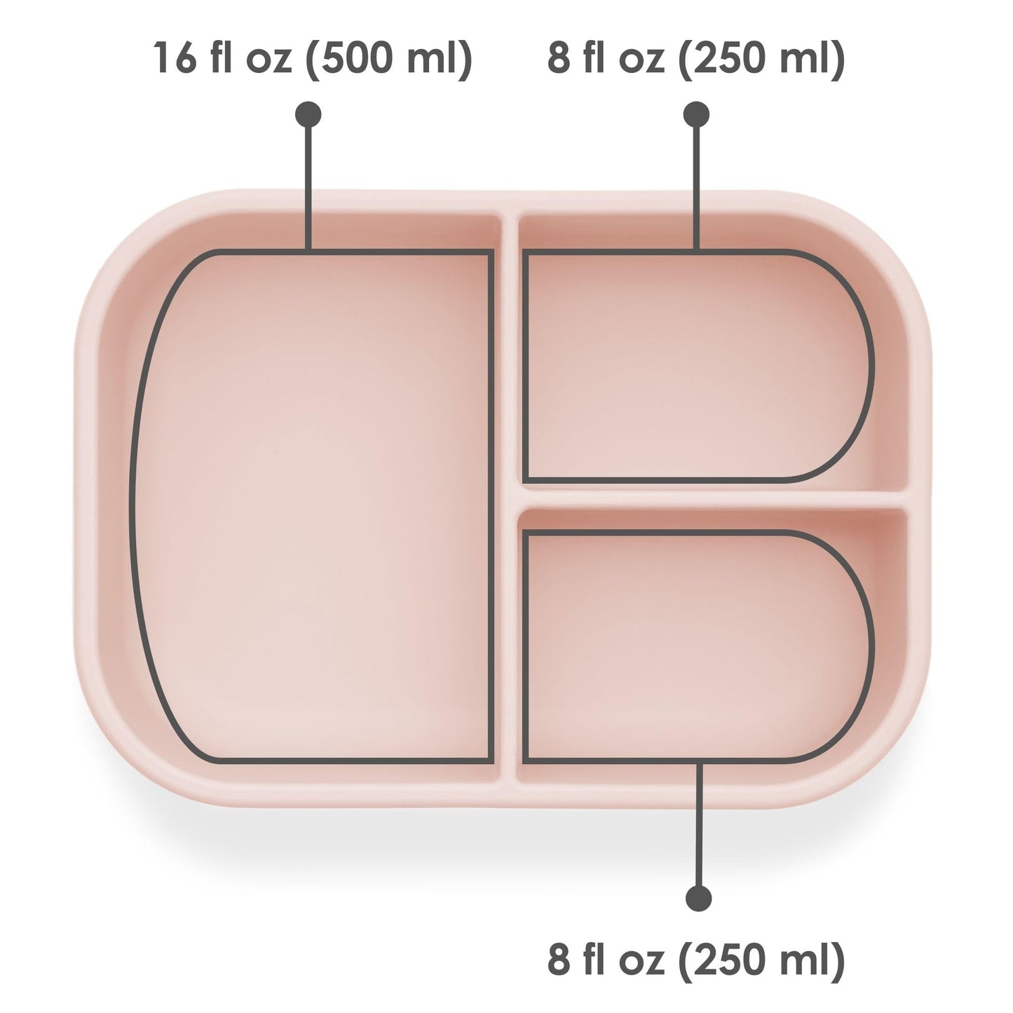 Ali+Oli Silicone Bento Box (Blush) Lunch Box for Kids, Toddlers, Preschoolers & Adults | BPA-Free and Spill-Proof | Ideal for School, and On-the-Go Meals| Perfect for Lunch, Snacks, and Meals