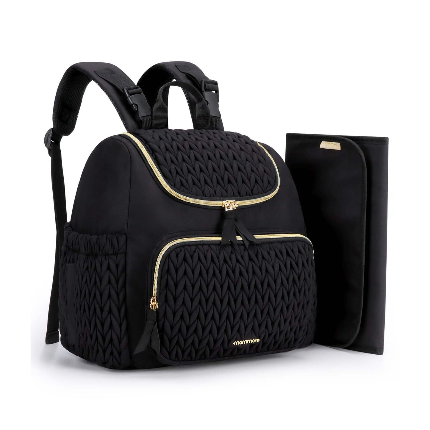 mommore Diaper Bag Small Diaper Backpack Stylish Baby Backpacks Travel Mini Maternity Bags with Insulated Pockets, Changing Pad, Stroller Straps