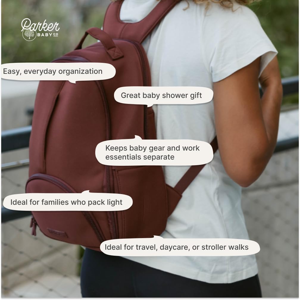 Parker Baby Drift Neoprene Backpack Lite | Small Neoprene Diaper Backpack with Insulated Pockets & Stroller Straps